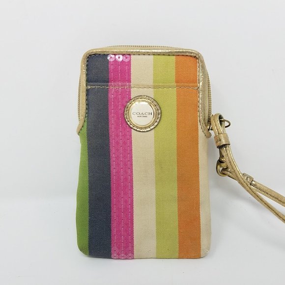 Coach wristlet striped phone/ID - Picture 2 of 9